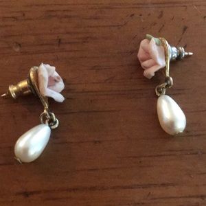1928 rose and pearl  earrings